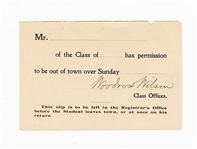 Woodrow Wilson Signed Class Officer Slip (Beckett)