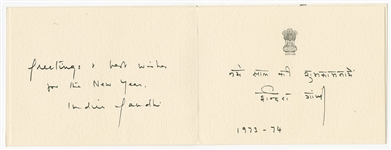 Indira Gandhi Handwritten & Signed Card