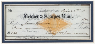 Benjamin Harrison Handwritten Signed Check