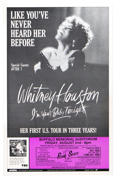 Whitney Houston 1991 "Im Your Baby Tonight World Tour" Original Vintage Concert Poster