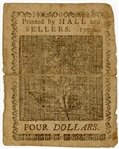 Original Continental Currency January 14, 1779 Hall and Sellers