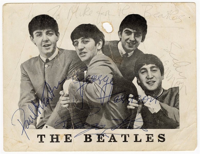 Lot Detail - The Beatles Band Signed Fan Club Photograph Signed During ...