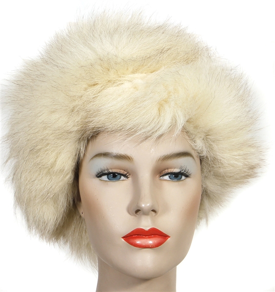 Janis Joplin Owned & Worn White Fur Hat (Photo-Matched)