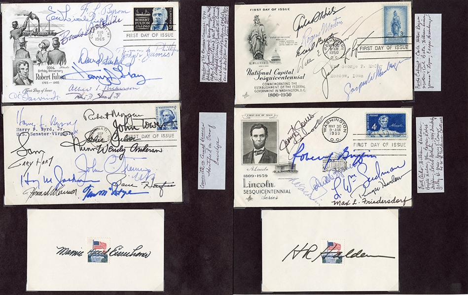 Collection of Political Figure Signed Cachet Envelopes (40 cachets, 200+ signatures)