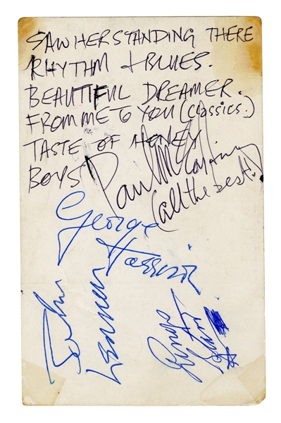 The Beatles Paul McCartney Handwritten Concert Set List Autographed By The Beatles in Early 1963 at the Granada Cinema in Bedford, UK (Caiazzo & REAL)