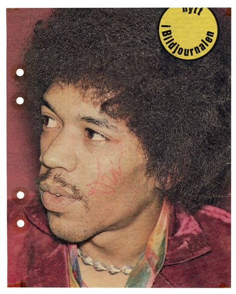 Jimi Hendrix Signed Color Magazine Photograph (REAL)