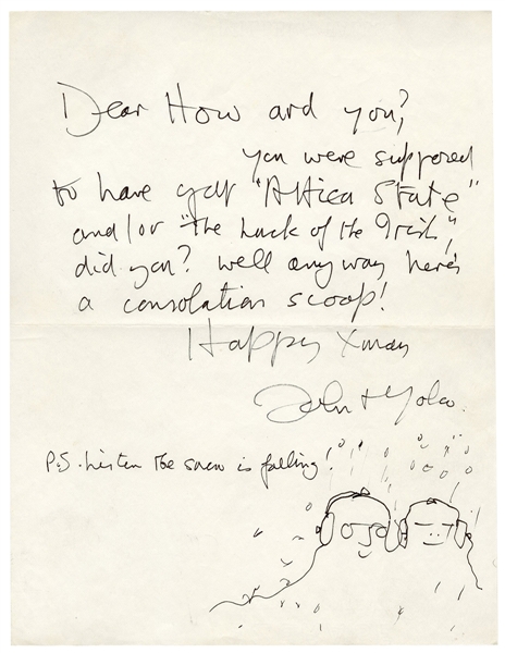 John Lennon Circa 1972 Handwritten & Signed Letter to Howard Smith with Drawings (Caiazzo Guaranteed)
