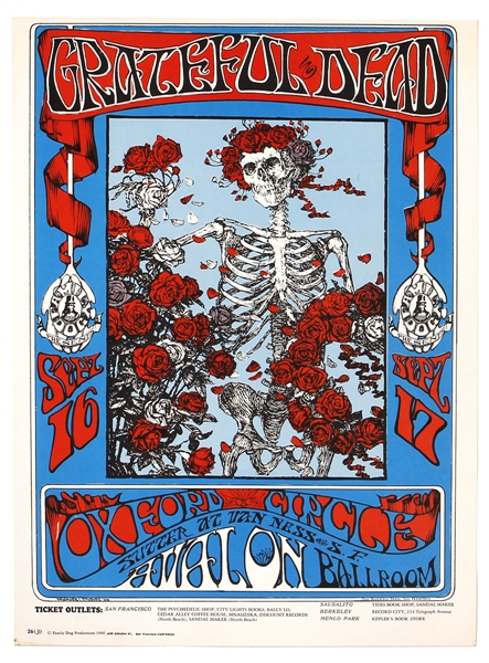 The Grateful Dead Original Avalon Ballroom 1966 Concert Poster 2nd Printing from Collection of Dennis Nolan