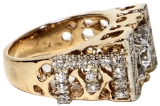 Elvis Presley Owned & Worn EP 14kt Gold and Diamond Initial Ring