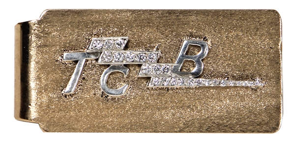 Elvis Presley Owned & Used "TCB" and "EP" 14kt Gold and Diamond Money Clip