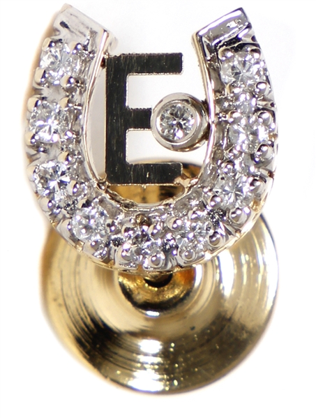 Elvis Presley 1950s Owned & Worn "E" Initial 14kt Gold Diamond Horseshoe Tie Tack Pin