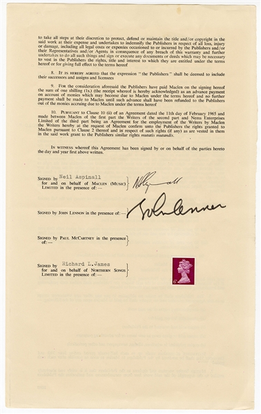 John Lennon Signed Original White Album "Why Dont We Do It In The Road" 1968 Publishing Rights Contract (Caiazzo & Beckett)