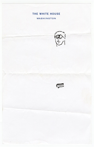 President Barack Obama Original Hand Drawing on Official White House Stationery