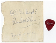 Paul McCartney 1973 Inscribed Signature and Personally Owned Guitar Pick (Caiazzo Guaranteed)