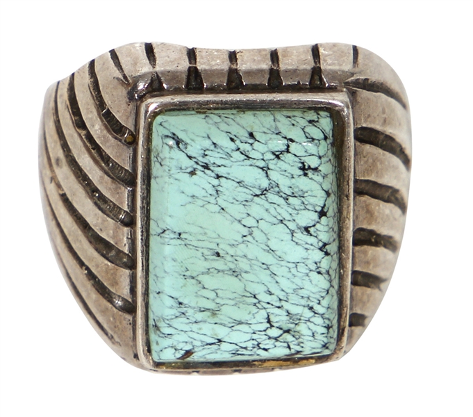 Elvis Presley Owned and Worn Silver and Turquoise Ring