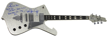 Paul Stanley Played & Signed Silver Sparkle Ibanez Guitar (REAL)