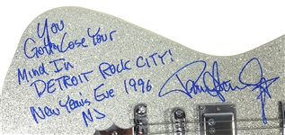 Paul Stanley Played & Signed Silver Sparkle Ibanez Guitar (REAL)