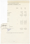 The Beatles Original 1975 Apple Management Balance Sheet Signed by John Lennon & George Harrison (REAL)