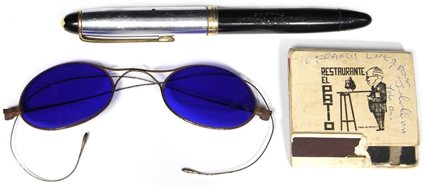 John Lennon Owned & Worn Blue Sunglasses, Used Mont Blanc Fountain Pen and Signed Matchbook from "Kyoko Kidnapping" (Caiazzo)
