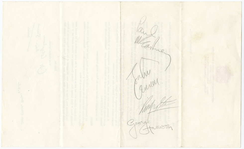 The Beatles Band Signed MBE Invitation 10/26/1965 (Caiazzo & REAL)