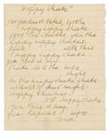 The Beatles Stuart Sutcliffe Early 1960s Hippy Hippy Shake Handwritten Lyrics (Tracks UK & Caiazzo Guaranteed)