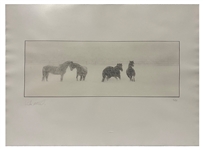 Linda McCartney 2008 Lithograph Print Entitled “Horses In Snow” Sussex 1986 With Certificate Signed By Paul McCartney