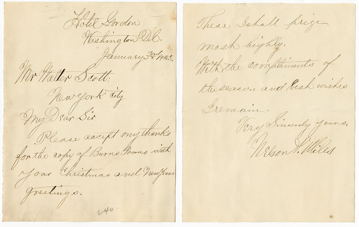 Lot Detail - Nelson Miles Handwritten Signed Letter (Civil War, Medal ...