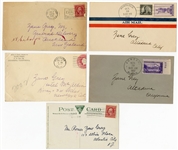 Zane Grey Signed Envelopes & Card (5)