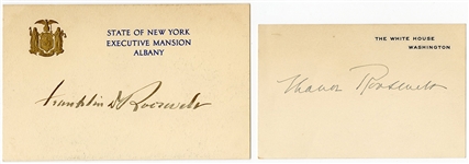 Franklin Roosevelt Signed Executive Mansion Card & Eleanor Roosevelt Signed White House Card