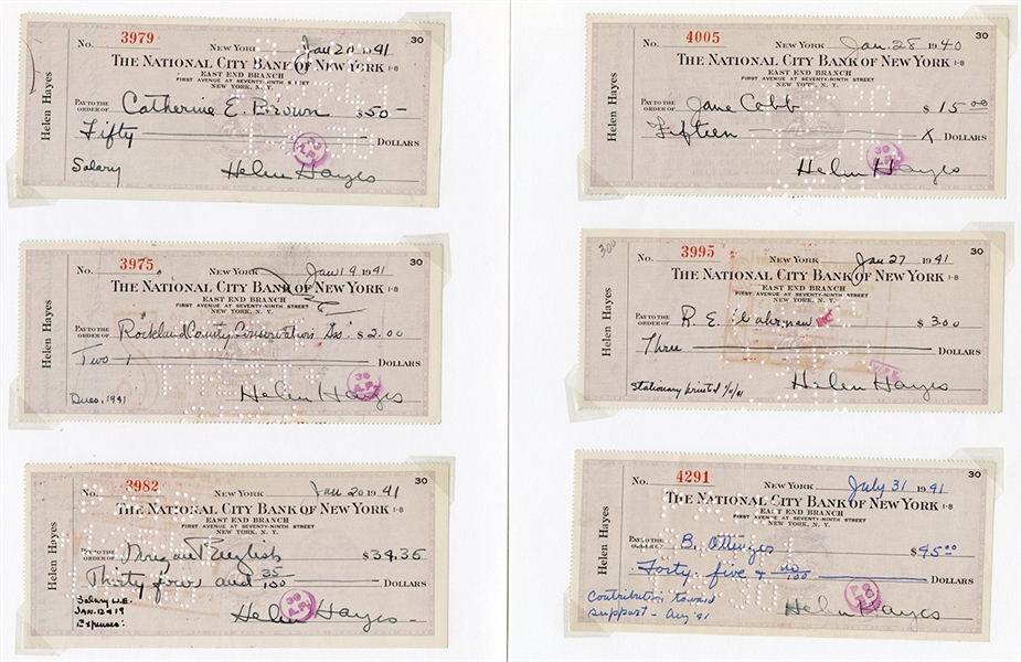 Helen Hayes Autograph Archive Signed Contract and Signed Checks   