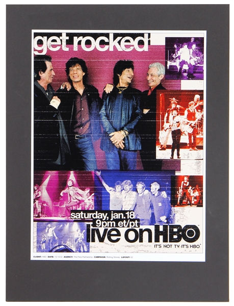 The Rolling Stones Incredibly Rare 2002 HBO Concert Poster (One-Of-A-Kind)