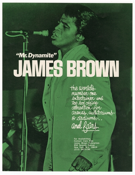 James Brown Original Vintage Promotional Concert Flyer - Irwin Pate/James Brown Enterprises