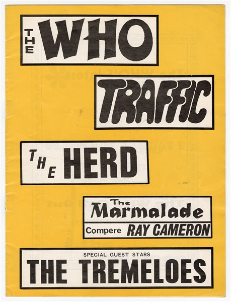 The Who Circa 1966 Original Concert Tour Program