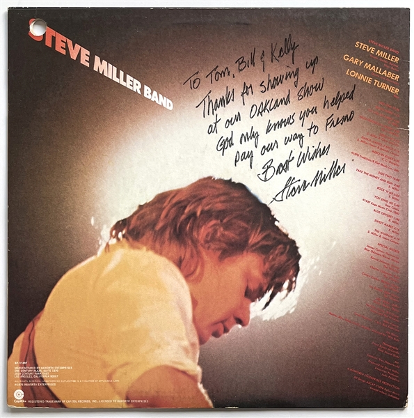 Steve Miller Signed & Inscribed "Steve Miller Band" Album (REAL)