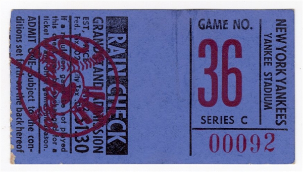 NY Yankees Mickey Mantle HR #345 Ticket Stub PSA 5