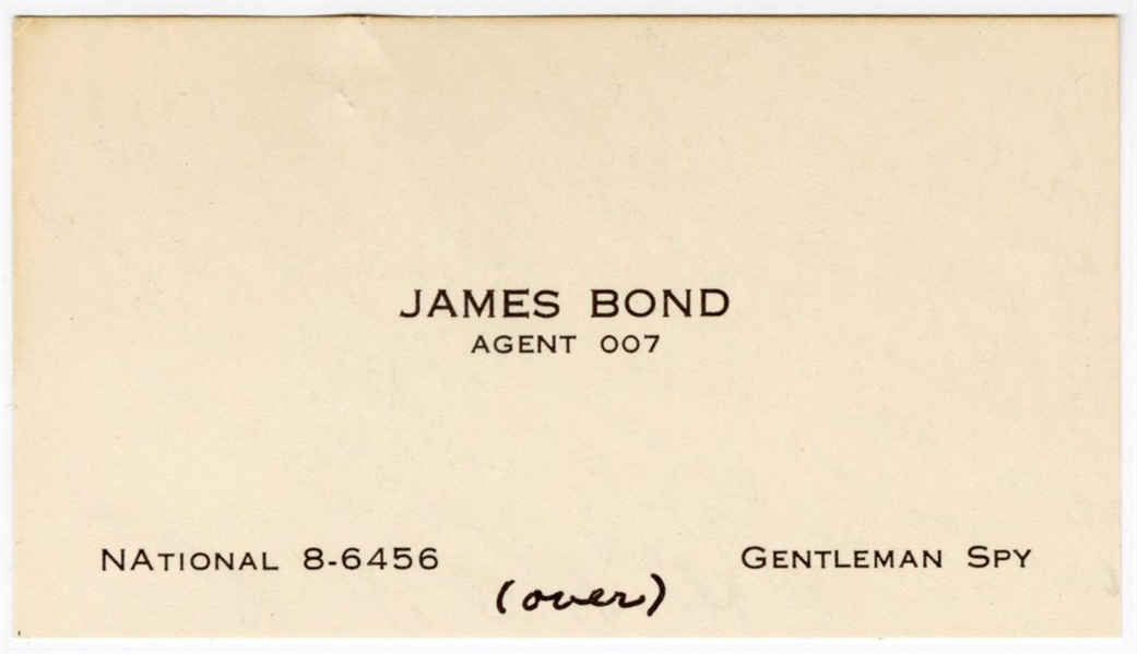 James Bond "Gentleman Spy" Original Promotional Business Card for Film "From Russia With Love"  