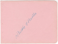 Mickey Mantle Signed Autograph Album Page (JSA)