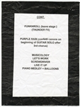 Prince Original Hotel Demand Sheet as “Mr. Bravestrong”, Stage Plans (2) and Stage Used Setlists (9)