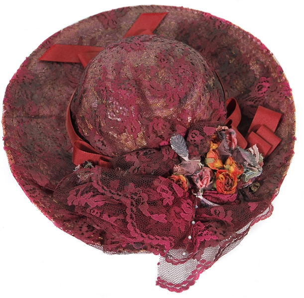 Rita Hayworth Film Worn Purple Wine Lace Flowered Hat