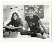 John Lennon Iconic Vintage 8x10 Signed Bob Gruen Photograph Also Signed and Inscribed By by Yoko Ono Lennon