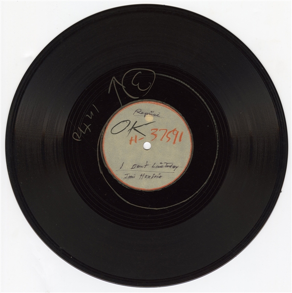 Jimi Hendrix Original "I Dont Live Today" Reprise Records Acetate with Original Sleeve