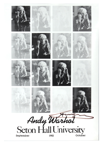 Andy Warhol Signed Original 1982 Seton Hall University Art Exhibition Poster