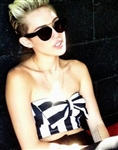 Miley Cyrus Owned & Worn Black and White Striped Tube Top with Bow