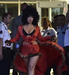 Lady Gaga 2014 Istanbul Worn Orange Satin and Fur Dressing Gown with Matching Shorts