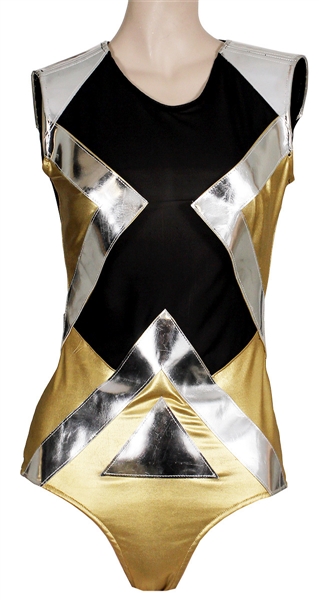 Lady Gaga Worn Metallic Silver, Gold and Black Bodysuit
