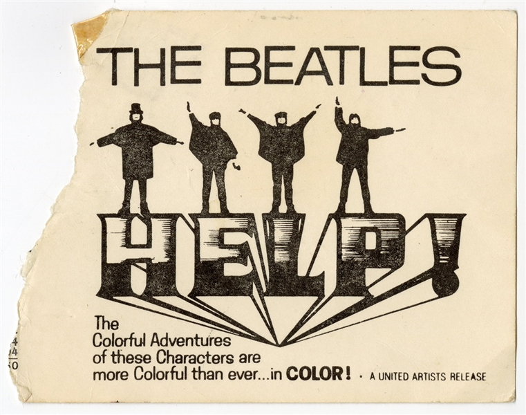 Beatles Original 1965 "HELP!" Movie Ticket