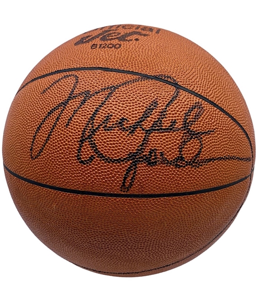 Michael Jordan 1986 "Just Say No" Rookie Era Signed Basketball with Photograph from Signing (JSA)