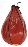 Muhammad Ali Signed & “Float Like a Butterfly, Sting Like a Bee Inscribed Speed Bag Only One Known! (JSA)
