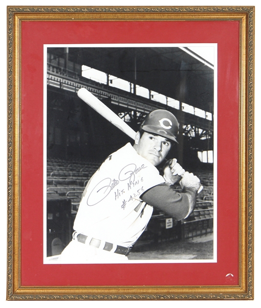 Pete Rose Signed Oversized Photograph With Incredible “Hit King #4256” Inscription