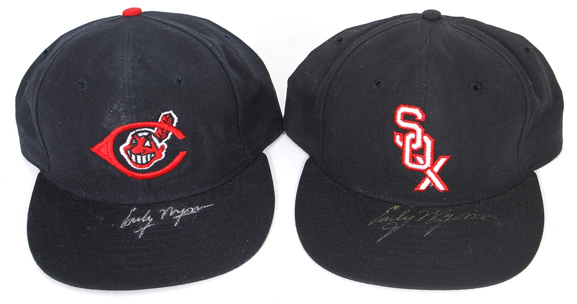 Early Wynn Signed Cleveland Indians & Boston Red Sox Hats (2)